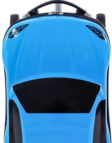 18" Car Suitcase for Boys, Pull-Along Suitcase for Kids,Cartoon Car Design Children's Travel Luggage with Retractable Handle for Boys and Girls (Blue)