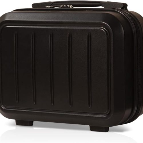 Travel Beauty Case Makeup Travel Case Hard case Material Hard Shell Cosmetic Organizer Bag with Elastic Band and Soft Handle Travel Bag for Toiletry Portable Mini  Carrying Suitcase