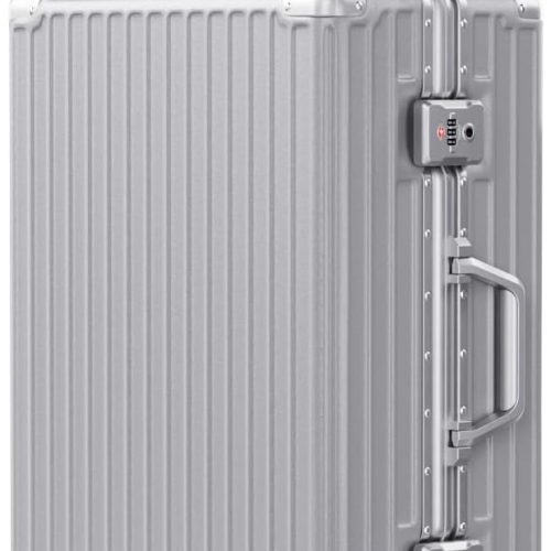 PC+ABS Aluminum Frame Zipperless Checked Luggage Hard Shell Suitcase with  Double Spinner Wheels 24 Inch Silver