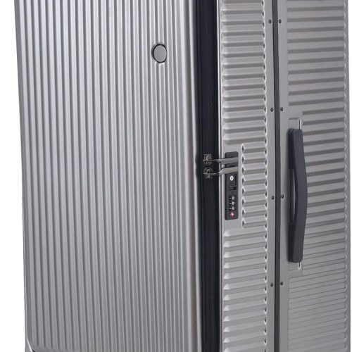 29 Inch Aluminum Checked Luggage with Side Opening Zipper, 40 * 37 * 77cm, 113L, Lightweight Hardshell ABS+PC Suitcase with , 360° Universal Wheels, Dark Gray