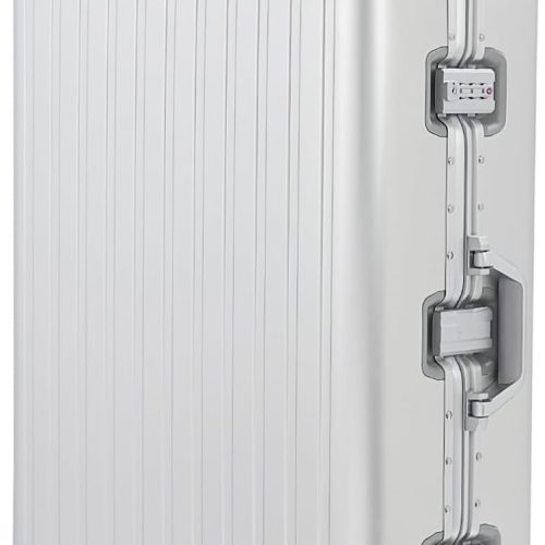 28-inch Aluminum Checked Suitcase: Silver - Full Metal Shell - Crush-Resistant & Burst-Proof,  & Spinner Wheels for Business Travel - Men Women