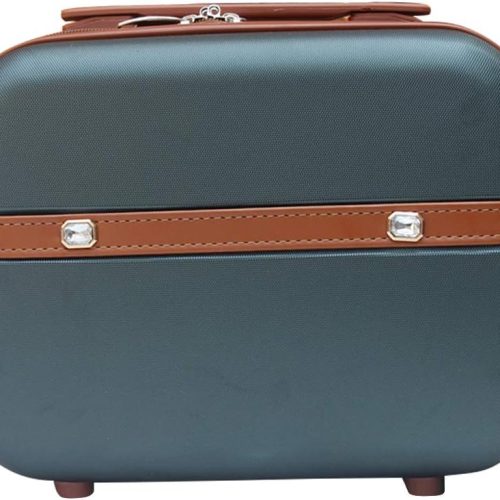 Mini Fashion Hard Shell Makeup Cosmetic Case Portable Suitcase Travel Luggage (Blackish green)