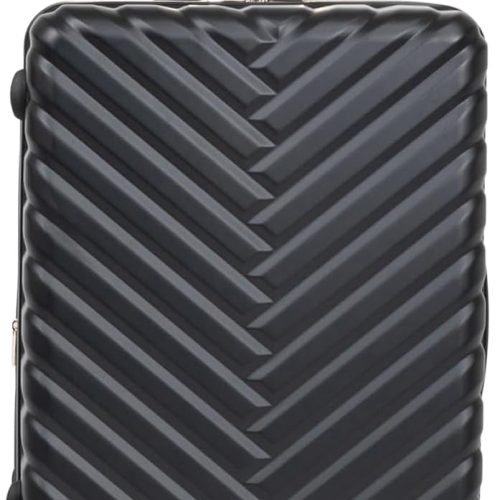 Square Lightweight Hardside Chevron Expandable Spinner Luggage, Black, 24-Inch Checked