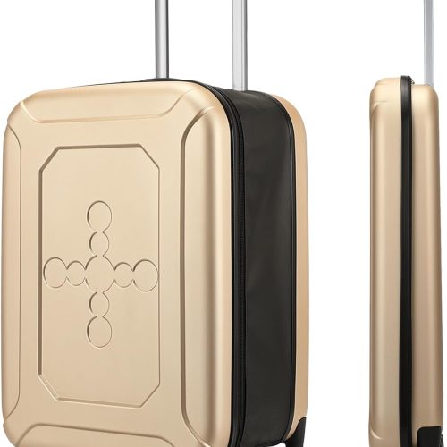 Collapsible Suitcase Checked Fully Foldable Luggage Hardshell Carry-On Rolling Suitcases with Silent Spinner Wheels,Combination Lock Travel for Men Women(24-Inch)