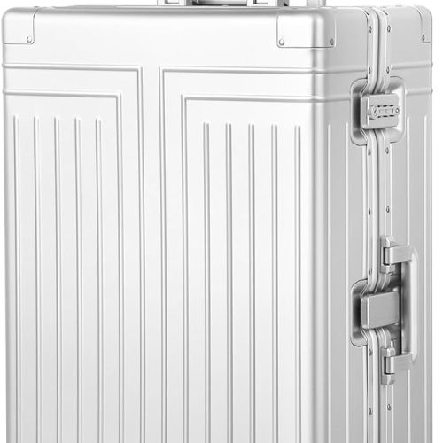 All Aluminum Carry On Luggage，Cut from Whole Aluminum Sheet，22x14x9 Airline Approved ，（3rd Generation，Premium Metal zipperless suitcase ） (silvery, 28inch)