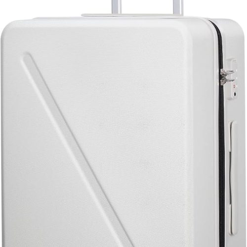 Checked Luggage, 24 Inch Suitcases With Wheels Hardshell, TSA Approved Luggage Medium Suitcase, Checked Bag Travel Luggage For Business And Shopping, Smoke White