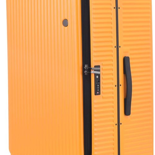 29 Inch 40 * 37 * 77cm, 113L, Aluminum Checked Luggage with Side Opening, 360° Universal Wheels, Lightweight Hardshell ABS+PC Suitcase with , Orange