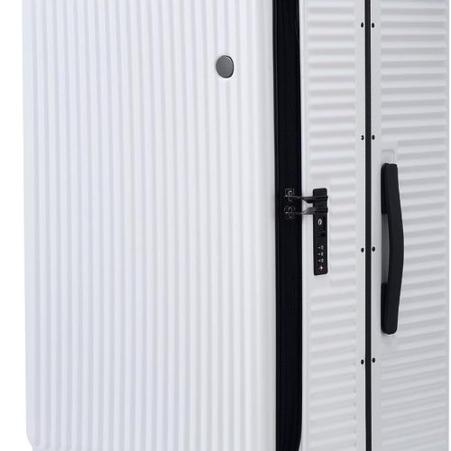 29 Inch Aluminum Checked Luggage with Side Opening Zipper, 40 * 37 * 77cm, 113L, Lightweight Hardshell ABS+PC Suitcase with , 360° Universal Wheels, White