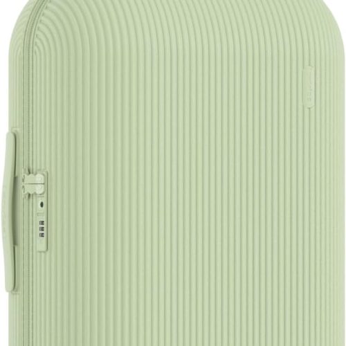 Checked Luggage 24 inch,Medium Suitcase with 8 Spinner Wheels,PC Lightweight Hardside Luggage with Cover Protector,Stripe Pattern Design,,Green,Checked-Medium 24-Inch,55L