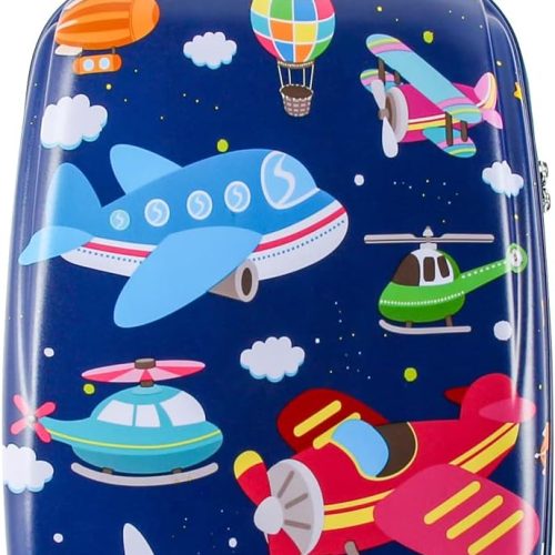 Kids Carry On Luggage for Boy's, Girl's Children Rolling Suitcase with 4 Spinner Wheels Hardshell Case for Toddler to Travel (airplane)