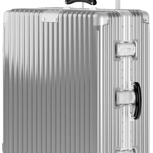 29 Inch Check-In Luggage - Polycarbonate Hard Shell Suitcase with Aluminum Corners, Smooth-Rolling Wheels, Leather Handle, Aluminum Frame Luggage, Zipperless  (Silver, 29 Inch Check-In)