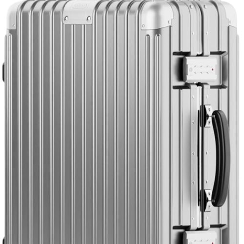 24 Inch Check In Luggage - Polycarbonate Hard Shell Suitcase with Aluminum Corners, Smooth-Rolling Wheels, Leather Handle, Aluminum Frame Luggage, Zipperless  (Silver, 24 Inch Check-In)