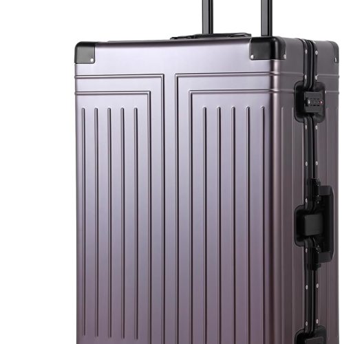All Aluminum Magnesium 28inch Luggage，Cut from Whole Aluminum Sheet（3rd Generation,Premium Metal zipperless suitcase ） (grey, 28inch)