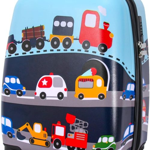 Kids Carry On Luggage Children Rolling Suitcase with 4 Wheels Hardshell Case for Toddler to Travel (Car)