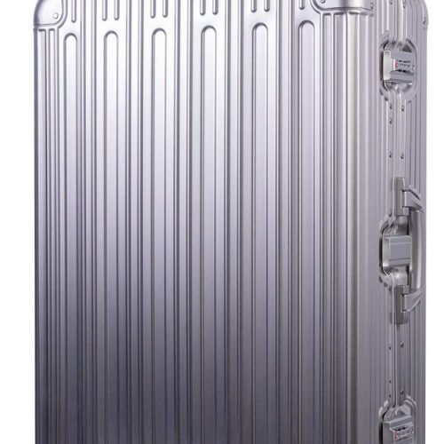 All Aluminum Luggage Zipperless Hard Shell Suitcase with  Spinner Wheels Lightweight Metal Alloy Suitcases (Silver, 28 inch)