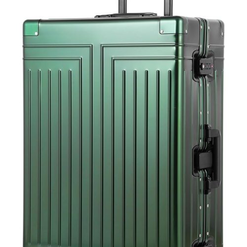 All Aluminum Carry On Luggage，Cut from Whole Aluminum Sheet，22x14x9 Airline Approved ，（3rd Generation，Premium Metal zipperless suitcase ） (green, 28inch)