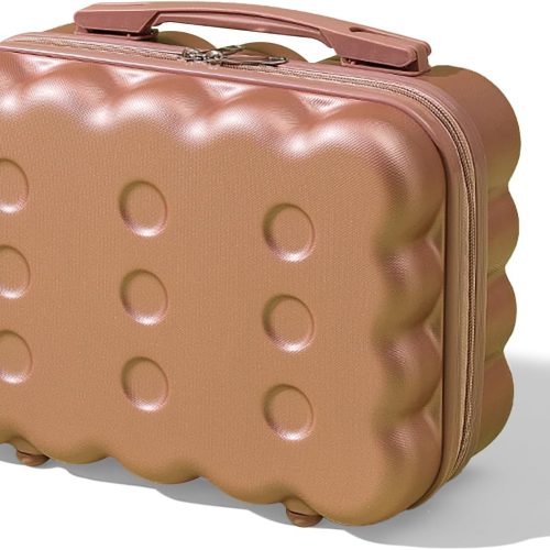 Portable Makeup Travel Case Mini Suitcase with Elastic Band Hard Shell Make Up Case Small Travel Cosmetic Case Hand Luggage for Women, Pink