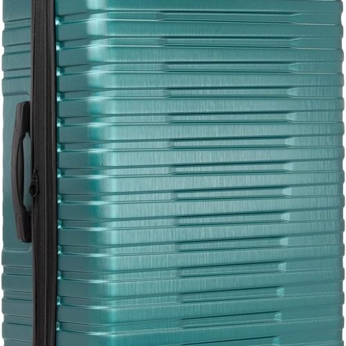 Polycarbonate Hardside Rugged Travel Suitcase Luggage with 8 Spinner Wheels, Aluminum Handle, Teal, Checked-Large 30-Inch