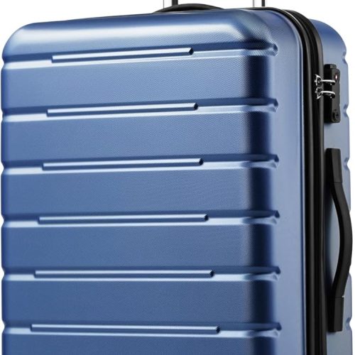 Luggage Suitcase Carry-on Spinner  USB Port Expandable (only 28’’) Lightweight Hardside Luggage (Ice Blue, L(28in))