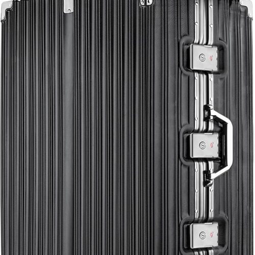 Zipperless Luggage | 28 Inch Checked suitcase | PC + Aluminum Frame | , Scratch-Proof Hardshell & Silent Wheels | Lightweight Carry-On for Business Travel (Black)