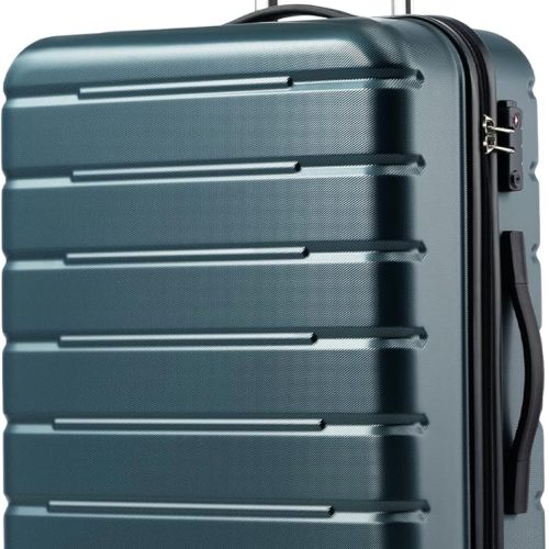 Luggage Suitcase Carry-on Spinner  USB Port Expandable (only 28’’) Lightweight Hardside Luggage (Teal Blue, M(24in))