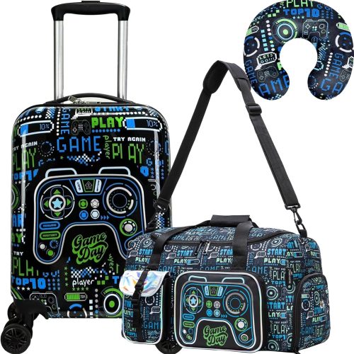 Kid’s Luggage Set 3 Piece Suitcase Set 16’’ Hardside Luggage with Spinner Wheels Girls Boys Carry on Toddler Travel Rolling Suitcase Airline Approved